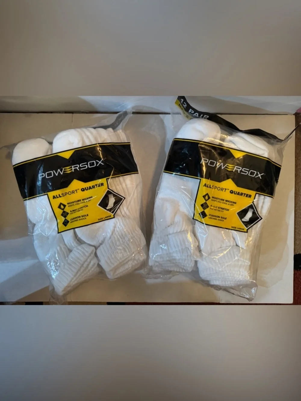 PowerSox Men's Cushion Quarter Socks, 12-Pack x2
